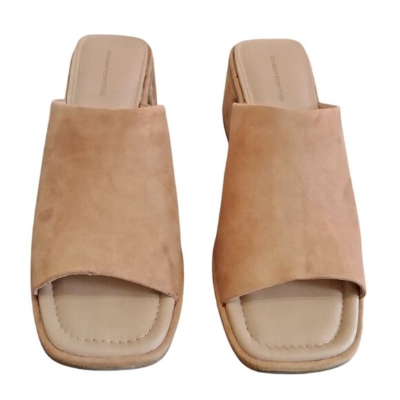 Amazon Essentials Mules Size 13 Tan Faux Suede Block-Heel Memory Foam Cushion - Picture 3 of 8